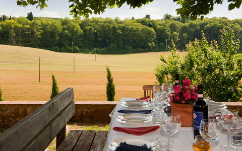 Villa Le Caggia: Ejendom, Træ, Græs, Bord, Landskab, Lawn, Ejendom, Backyard, Have, Hus