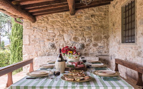 Villa Dell'angelo: Ejendom, Værelse, Indretning, Bord, Bygning, Møbel, Hus, Morgenmad, Spisestue, Sommerhus