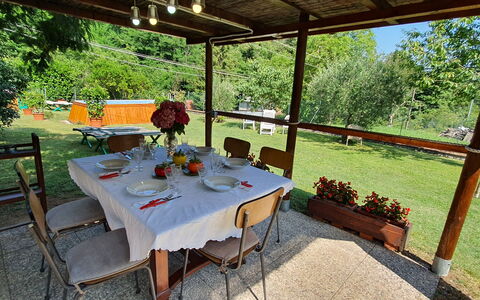 Casa Irene: Bord, Møbel, Plante, Bordservice, Blomst, Bygning, Stol, Blomsterkrukke, Træ, Indretning