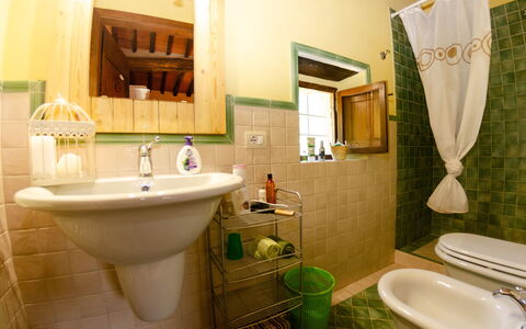 Podere L'istrice: Badeværelse, Værelse, Ejendom, Toilet, Indretning, Toiletbræt, Sanitærarmatur, Væg, Etage, Tap