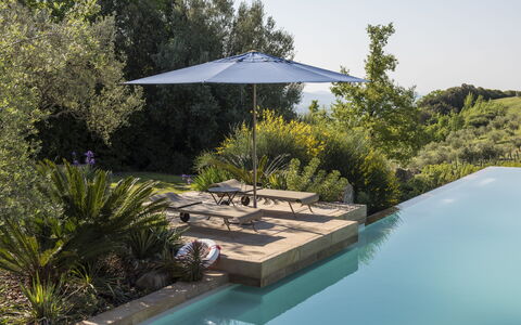 Sequerciani: Svømmepøl, Ejendom, Hus, Backyard, Ejendom, Arkitektur, Hjem, Botanik, Skygge, Landscaping