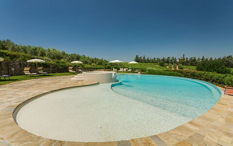 Villa Sole Del Chianti: Vand, Himmel, Svømmepøl, Azure, Plante, Træ, Fritid, Kompositmateriale, Skygge, Landskab