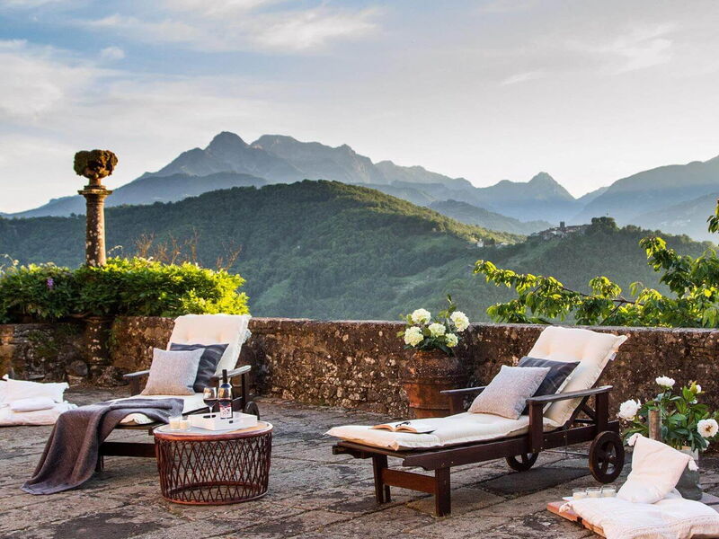 Take in the breathtaking view of North Tuscany's green valley of Garfagnana from the private patio of Villa Raffaelli.