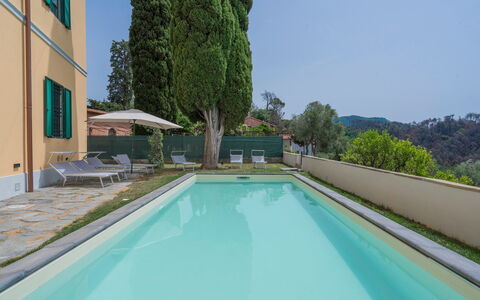 Massarosa Front Lake, The Gargoyles: Vand, Himmel, Plante, Bygning, Svømmepøl, Vindue, Azure, Træ, Skygge, Fritid