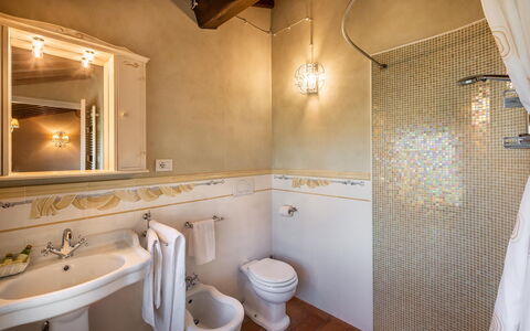 Le Vigne 4: Brun, Spejl, Sanitærarmatur, Ejendom, Håndvask, Tap, Badeværelsesvask, Badeværelse, Indretning, Træ