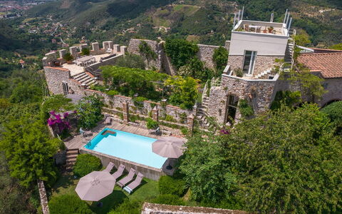 Villa Maestosa - Camaiore, Toscana: Ejendom, Plante, Bygning, Træ, Arkitektur, Boligområde, Vand, Vindue, Landskab, Ejendom