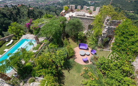 Villa Maestosa - Camaiore, Toscana: Ejendom, Bygning, Plante, Azure, Træ, Vegetationen, Urban Design, Kvarter, Landskab, Fritid