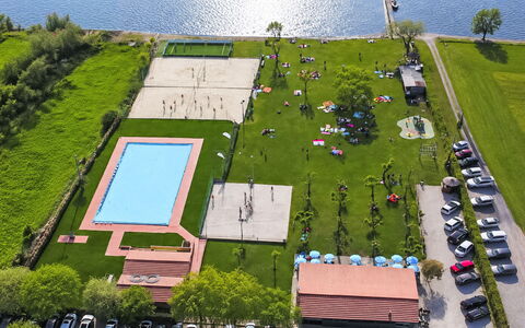La Spiaggia: Svømmepøl, Fritid, Udvej, Fritid, Parkere, Ferieby, Fugleperspektiv, Ferie, Luftfotografering