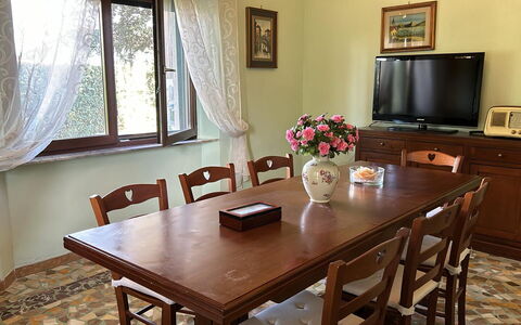 Franco House With Pool: Møbel, Indretning, Bord, Træ, Gulvbelægning, Køkken & Spisebord, Spisestue, Værelse, Etage, Stol