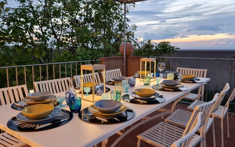 Sunset Sea View, Baratti, Populonia, Wifi, Ac: Møbel, Bord, Stol, Køkken & Spisebord, Udendørs Møbler, Udendørs Bord, Restaurant, Skygge, Eco Hotel, Spisestue