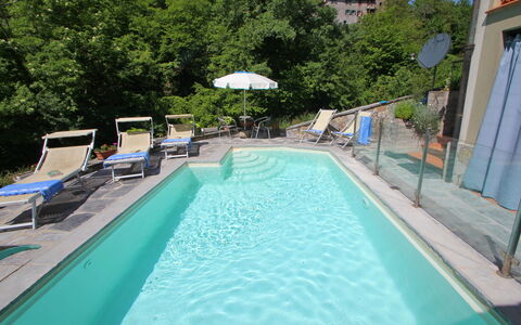 Villa La Rocca: Vand, Ejendom, Plante, Svømmepøl, Bygning, Azure, Træ, Stol, Skygge, Udendørs Møbler