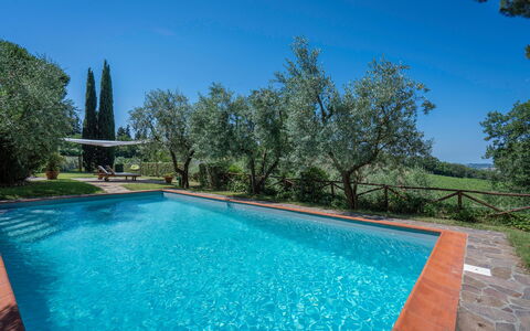 Chianti Hills Apartment, Pool, Ac: Blå, Svømmepøl, Hacienda, Skygge, Backyard, Water Feature, Eco Hotel, Landscaping, Villa, Udvej