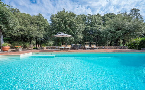 Santa Colomba House, Siena, Nature And Pool: Svømmepøl, Udvej, Eco Hotel, Hacienda, Estate, Afspejling, Water Feature, Landscaping, Villa, Reflekterende Pool