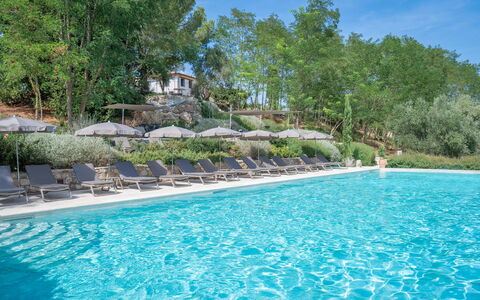 Correggiolo Spereto Apartment With Pool, Montaione: Svømmepøl, Udendørs Møbler, Udvej, Eco Hotel, Liggestol, Landscaping, Ferieby, Thermae, Paraply, Hacienda