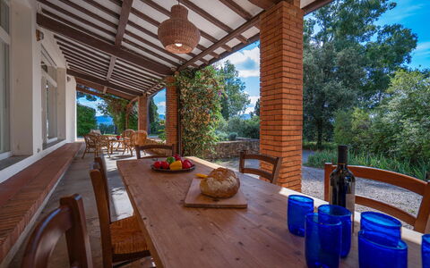 Poggetti San Luigi Country Home Follonica: Bord, Møbel, Ejendom, Blå, Plante, Stol, Veranda, Træ, Blomsterkrukke, Træ