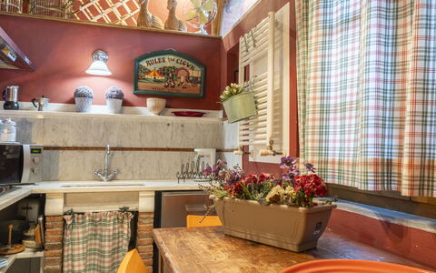 Lounge Flat Camaiore, Wifi, Versilia Coast: Bord, Plante, Ejendom, Træ, Indretning, Orange, Stueplante, Blomsterkrukke, Cabinetry, Stol