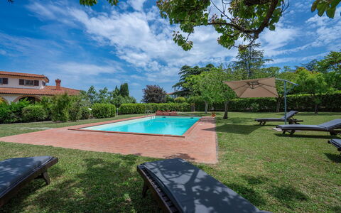 Il Campino, Pool, Montaione: Blå, Busk, Have, Svømmepøl, Estate, Hacienda, Lawn, Skygge, Landscaping, Villa