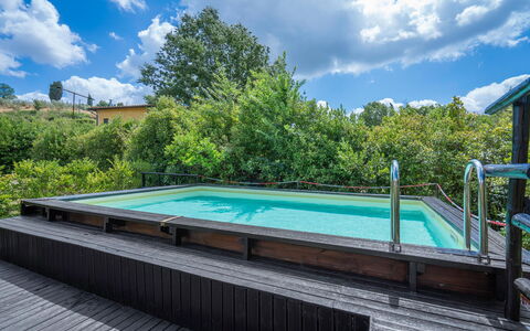 Casale La Canigiana, House, Pool, San Miniato: Svømmepøl, Kompositmateriale, Udvej, Dæk, Hårdttræ, Fritid, Skygge, Eco Hotel, Bejdse, Trægulve