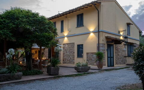 Podere la Botte, Pool, Lari: Dør, Hjem, Blomsterkrukke, Skygge, Stueplante, Estate, Gård, Markise, Altan, Indkørsel