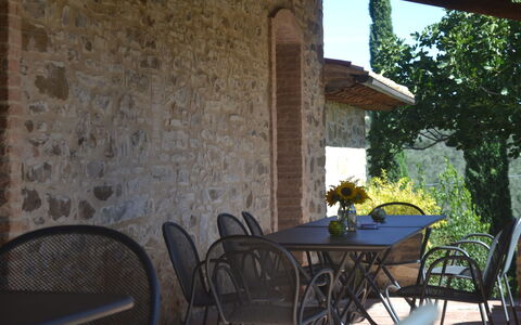 Podere Peteglia: Møbel, Bord, Udendørs Bord, Stol, Udendørs Møbler, Køkken & Spisebord, Skygge, Dug, Altan, Stueplante