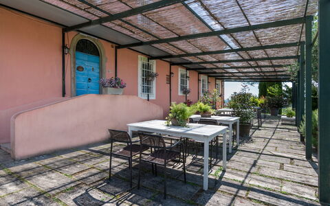 Agriturismo le Due Querce: Skygge, Stol, Udendørs Struktur, Blomsterkrukke, Udendørs Bord, Altan, Stueplante, Gård, Gårdhave, Udendørs Møbler