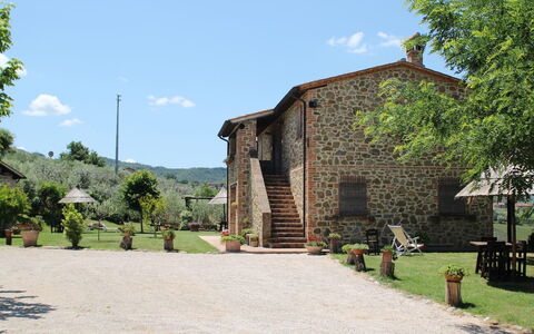 Terre di Giano Private Pool and View, Umbria: Estate, Sommerhus, Stuehus, Gård, Skygge, Have, Hacienda, Lawn, Udendørs Møbler, Landscaping