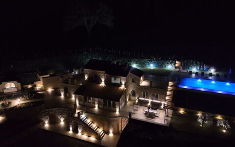 Villa Maddalena alla Guglielmesca: Nat, Svømmepøl, Belysning, Midnat, Estate, Udvej, Landskab Belysning, Sikkerhedsbelysning, Mansion