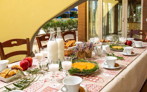 Il Nocciolo 12: Bordservice, Møbel, Bord, Mad, Stol, Serveware, Dug, Tallerkner, Drinkware, Plade