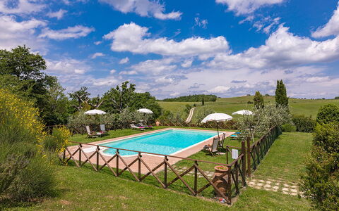 Podere Bagnolo 8: Estate, Have, Stuehus, Svømmepøl, Lawn, Backyard, Hacienda, Gård, Villa, Landscaping