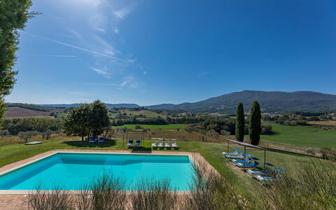 Il Poderuccio 17: Blå, Svømmepøl, Estate, Stuehus, Lawn, Landscaping, Hacienda, Villa, Gård, Eco Hotel