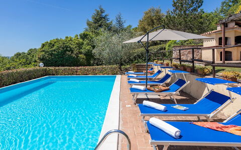 Villa Paola 6: Blå, Svømmepøl, Udvej, Udendørs Møbler, Eco Hotel, Fritid, Liggestol, Hotel, Ferieby, Hacienda
