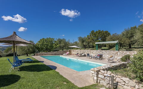 Villa le Logge 12: Blå, Have, Landscaping, Estate, Skygge, Svømmepøl, Hacienda, Gård, Stuehus, Backyard
