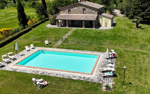 Podere San Lorenzo 12: Svømmepøl, Stuehus, Estate, Sommerhus, Lawn, Hacienda, Villa, Backyard, Udvej, Gård
