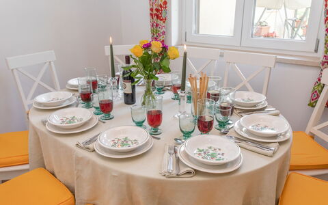 La Collina degli Ulivi 8+2: Møbel, Bordservice, Bord, Dug, Serveware, Tallerkner, Sengetøj, Spisestue, Textile
