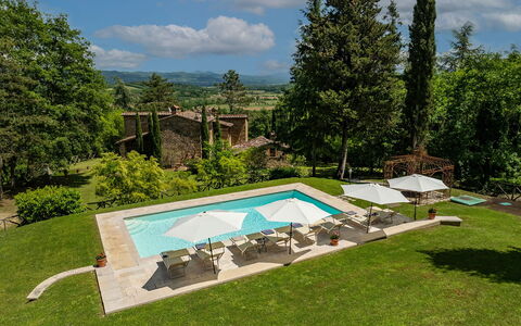 Villa Palazzolo 8: Svømmepøl, Udvej, Udendørs Møbler, Møbel, Liggestol, Paraply, Eco Hotel, Estate, Villa, Have