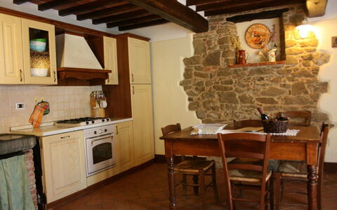 Podere della Crocchia: Værelse, Ejendom, Countertop, Møbel, Bygning, Etage, Indretning, Køkken, Hårdttræ, Murværk Oven