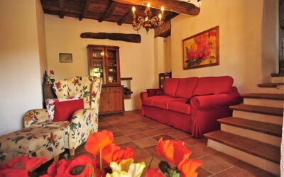 Papavero: Living Room with sofa bed and open fireplace