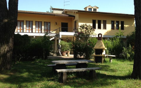 Villa Quattro Mori: Plante, Bygning, Himmel, Ejendom, Vindue, Træ, Skygge, Land Lot, Boligområde, Græs