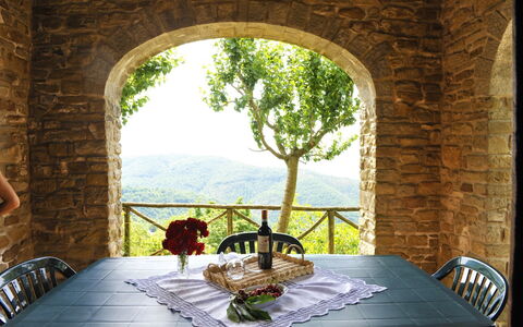 Casetta i Ciliegi: Bord, Møbel, Plante, Ejendom, Bygning, Stol, Bordservice, Belysning, Indretning, Skygge